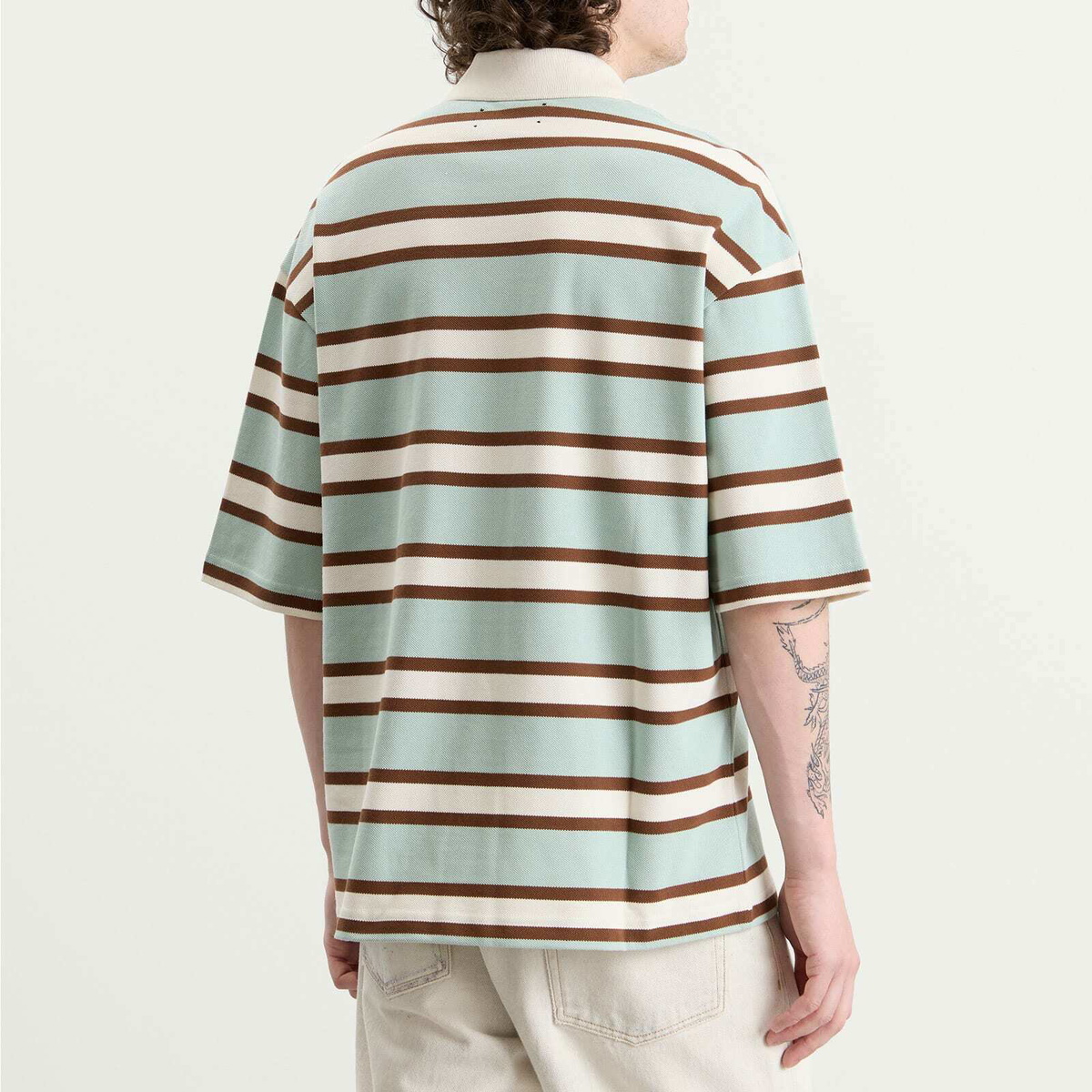 Amiri Men's MA Stripe Skate Polo in Powder Teal