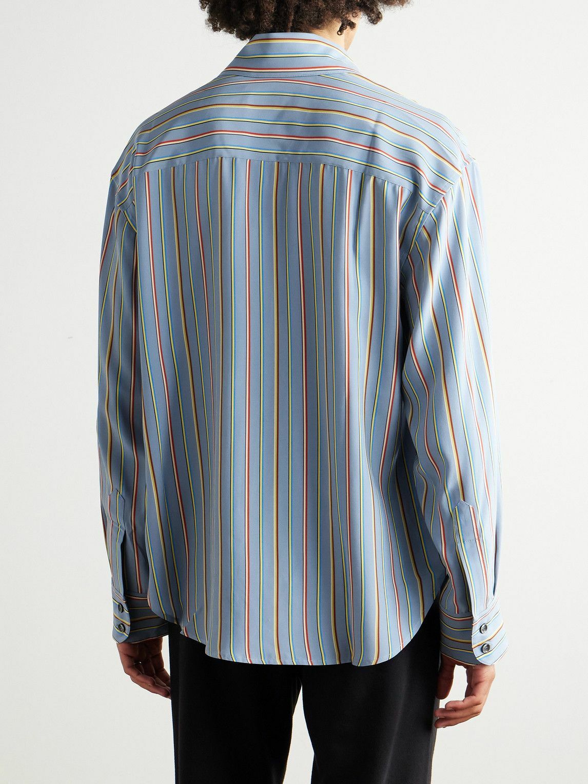 The Elder Statesman - Striped Silk Shirt - Blue