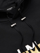 Balmain - Logo-Print Cotton-Jersey Hoodie - Black