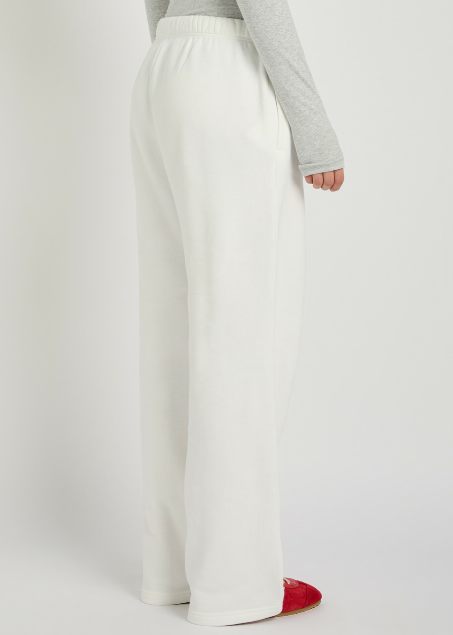 Skims Logo Straight-leg Cotton-blend Sweatpants Off White