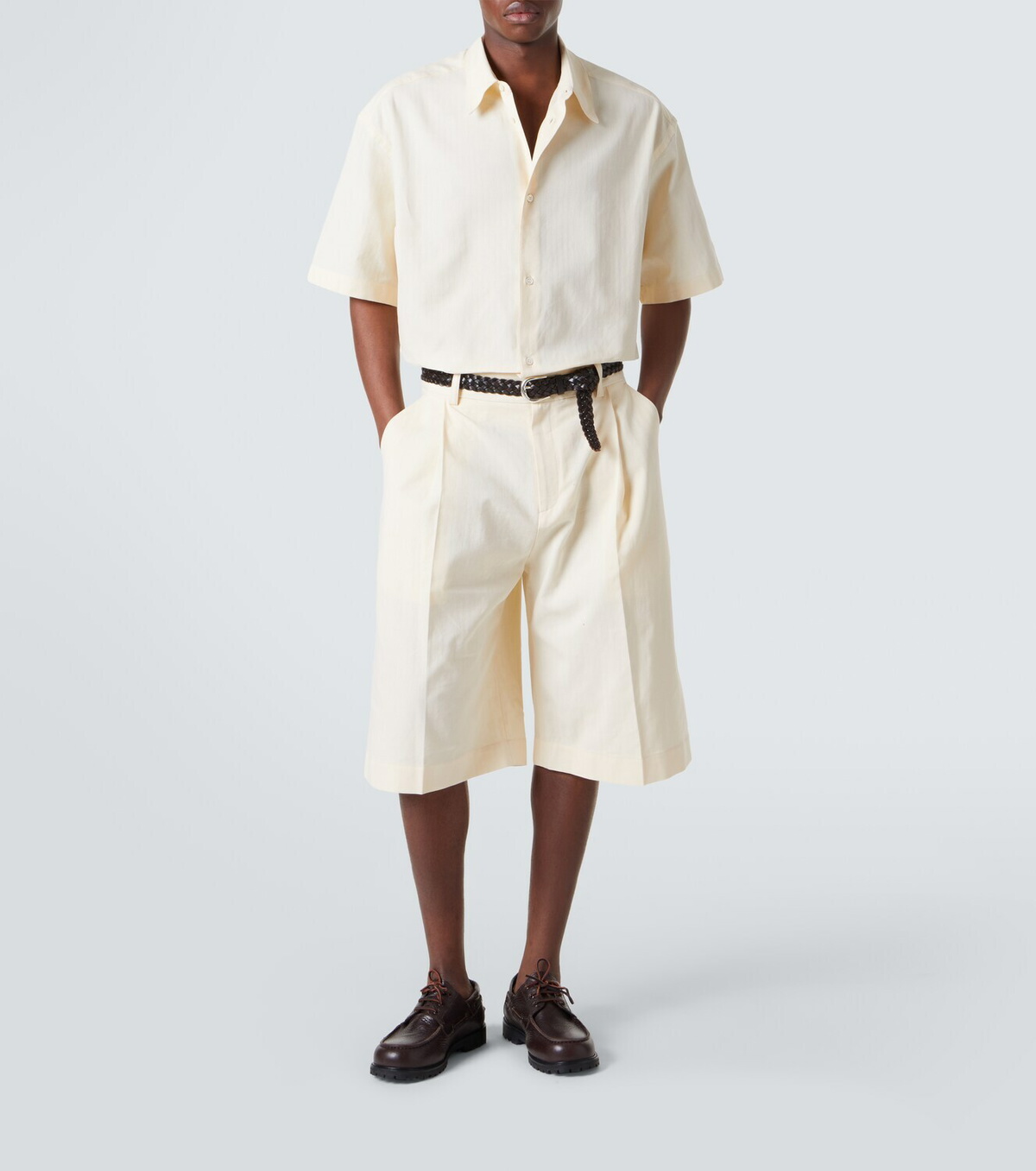 Studio Nicholson Fowld cotton and linen Bermuda shorts