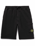 Stone Island - Straight-Leg Logo-Appliquéd Garment-Dyed Cotton-Jersey Shorts - Black