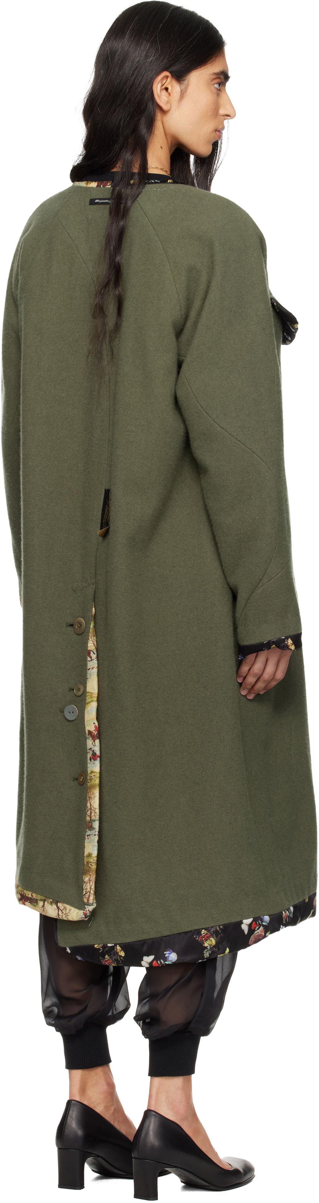 UNDERCOVER Green Uneven Wool Coat