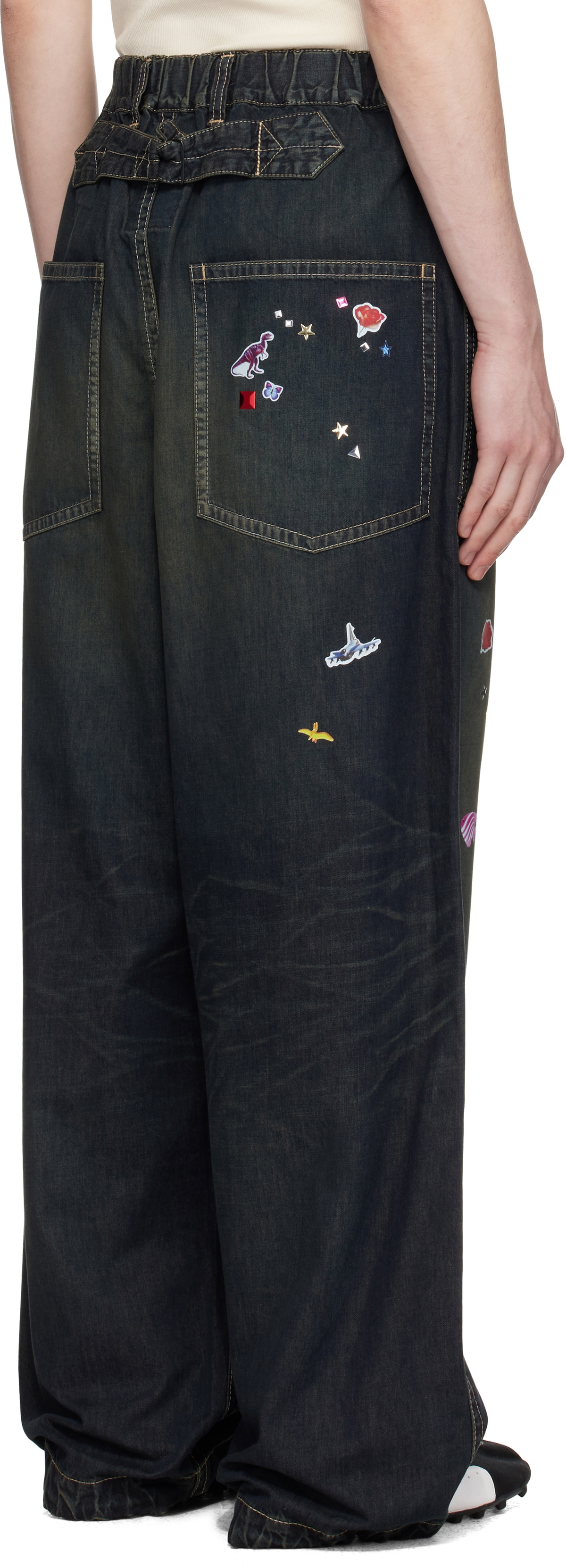 Maison MIHARA YASUHIRO Navy Sticker Prints Denim Baker Jeans