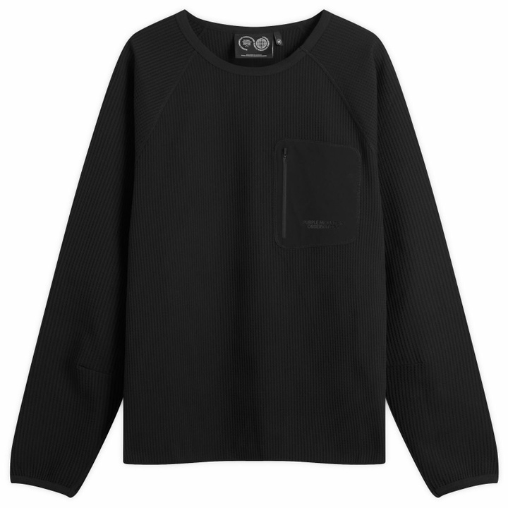 Photo: Purple Mountain Observatory Men's Waffle LS Pocket T-Shirt in Black