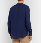 Massimo Alba - Grandad-Collar Linen Half-Placket Shirt - Blue