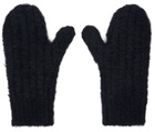 Jil Sander Black Mohair & Alpaca Mittens