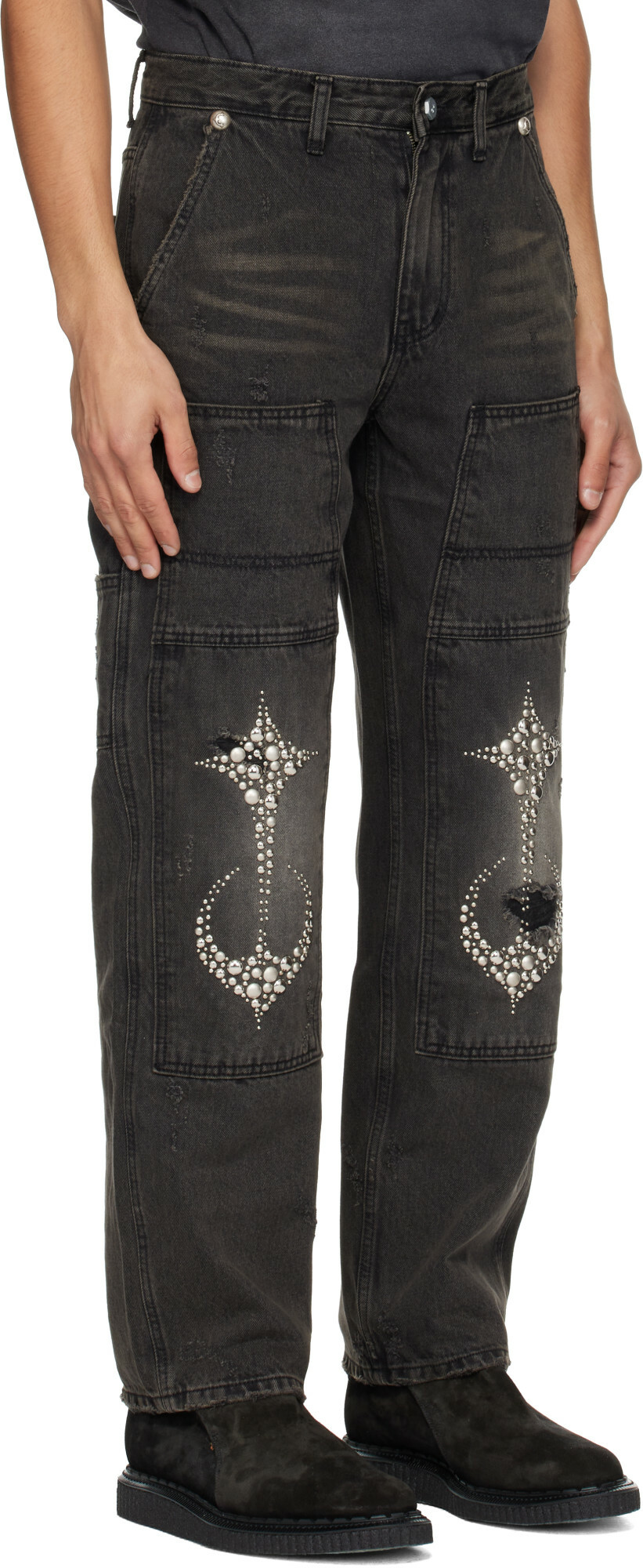 Thug Club Black Studded Knee Carpenter Jeans