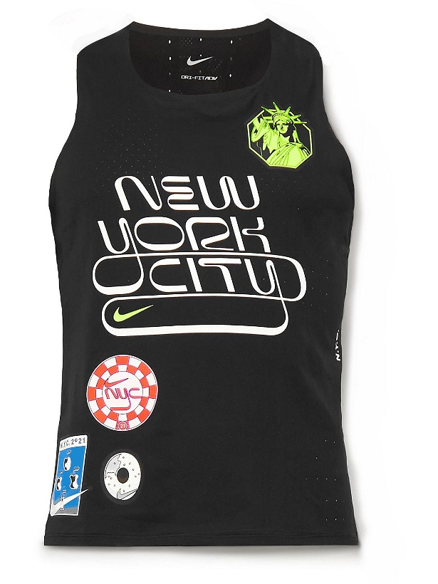 Photo: Nike Running - Printed Perforated Recycled AeroSwift Dri-FIT Tank Top - Black