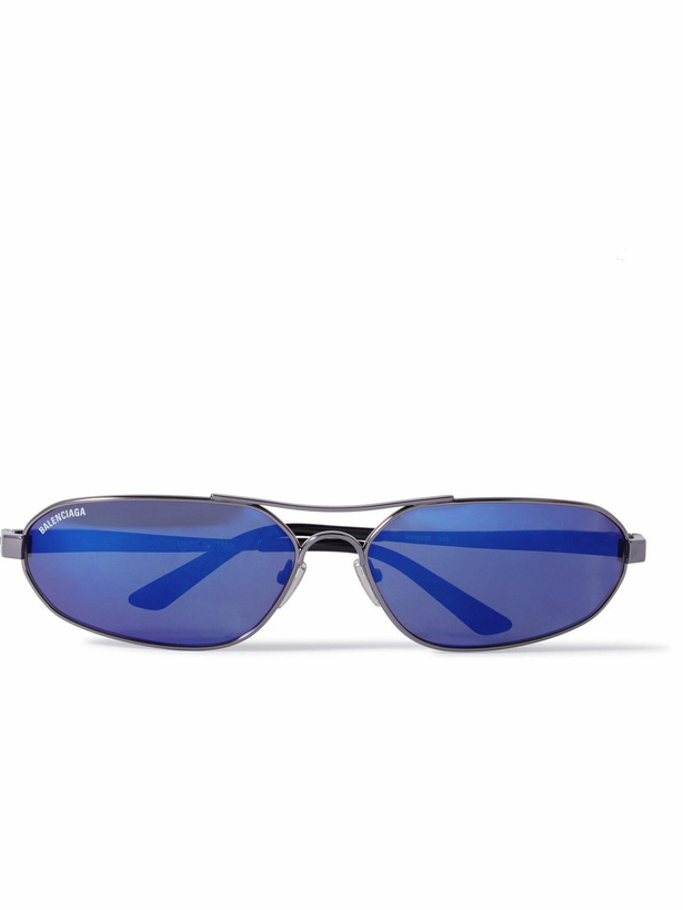 Photo: Balenciaga - Oval-Frame Metal Sunglasses