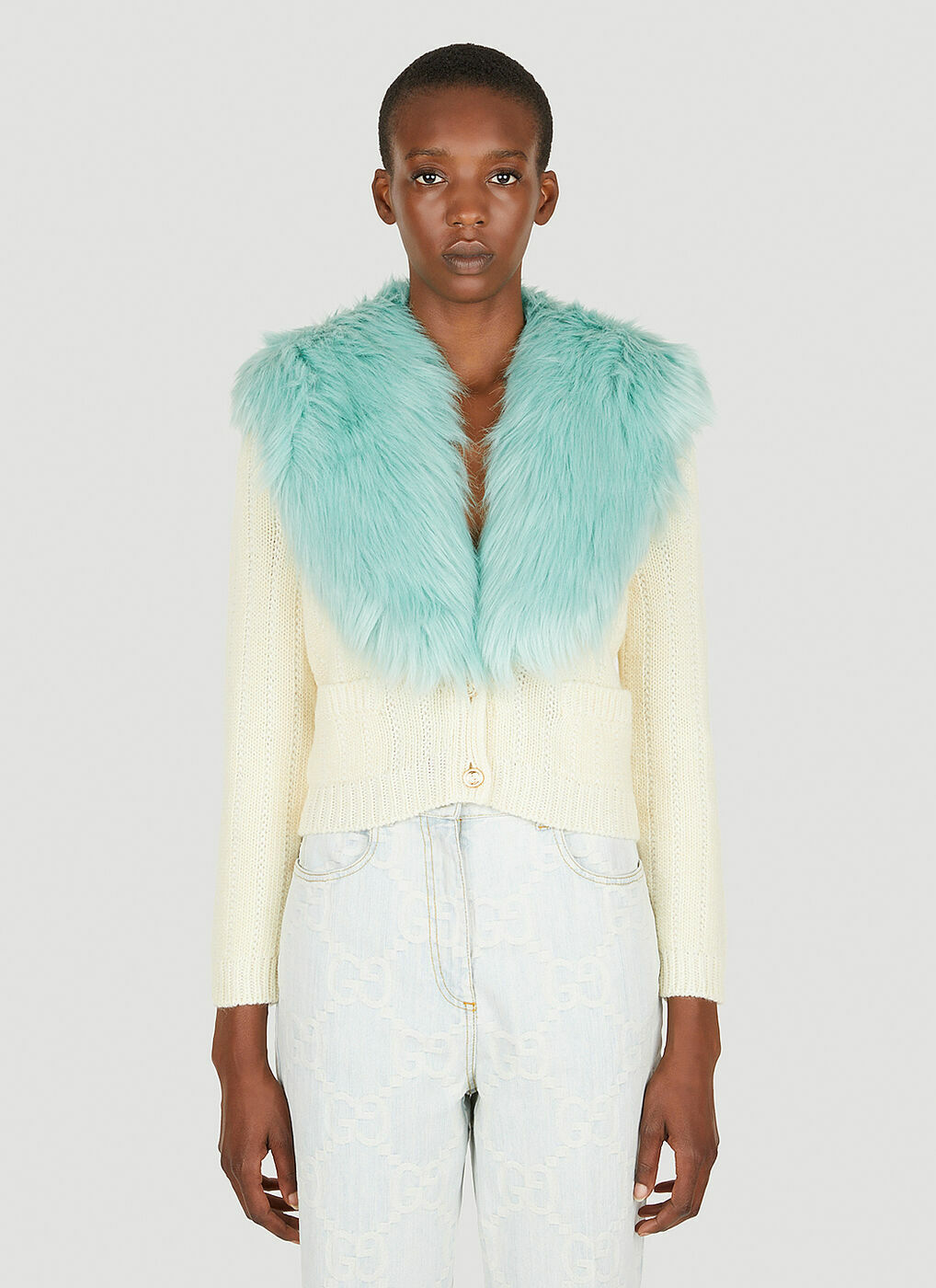 Faux fur trim cardigan hotsell