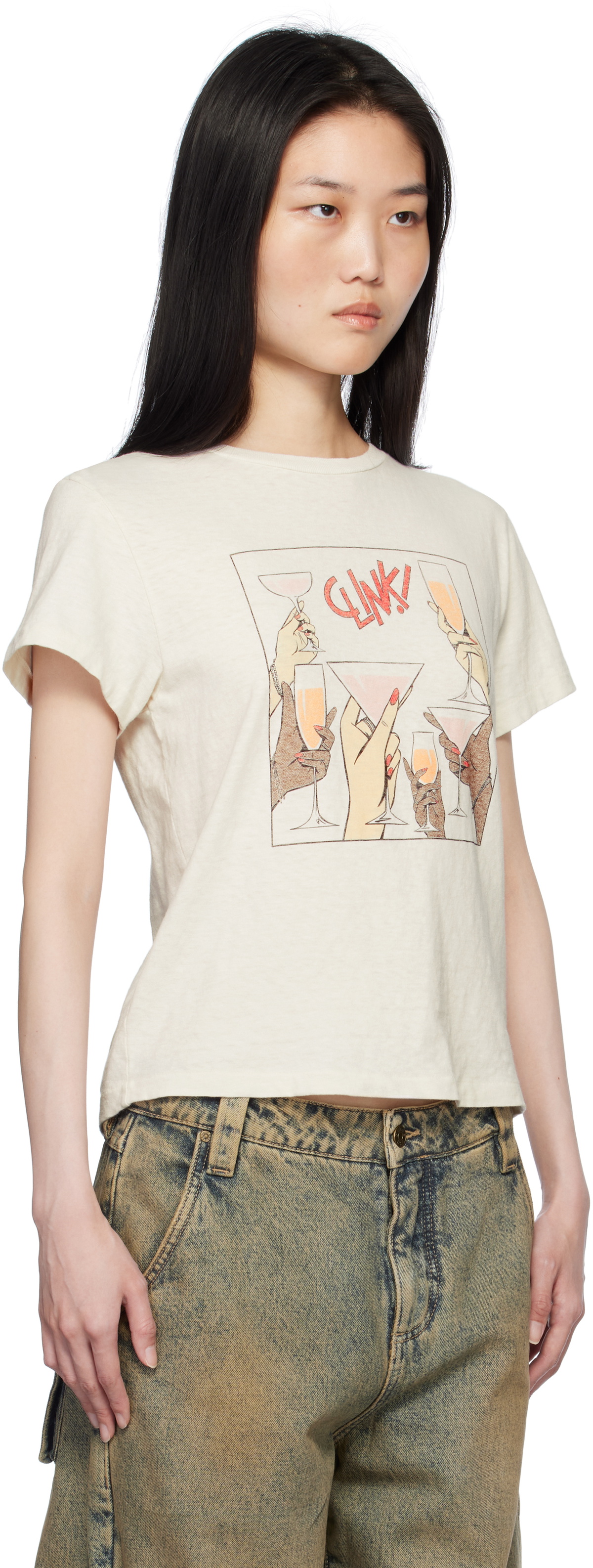 Re/Done Off-White Classic 'Cheers' T-shirt