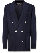 Balmain - Double-Breasted Merino Wool Blazer - Blue