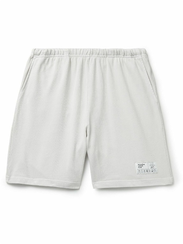 Photo: Pasadena Leisure Club - Leisure Straight-Leg Logo-Appliquéd Cotton-Jersey Shorts - Neutrals