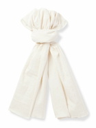 MILES LEON - Brazee Striped Tumbled Cotton and Linen-Blend Scarf
