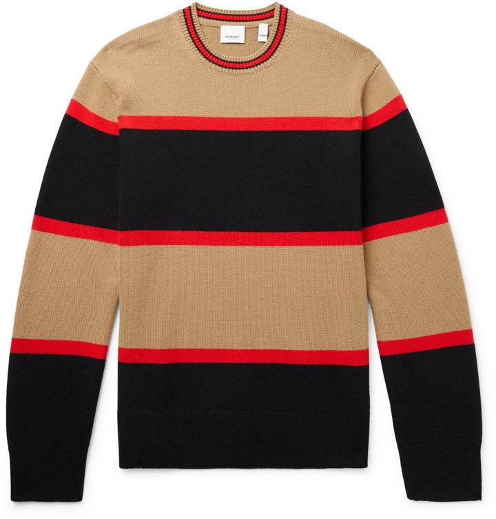 Photo: BURBERRY - Striped Wool and Cashmere-Blend Sweater - Neutrals