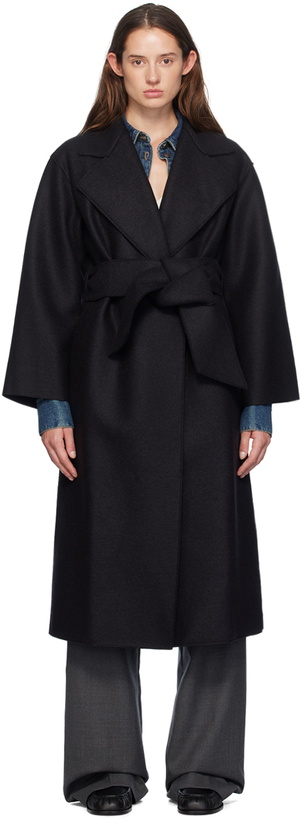 Photo: Harris Wharf London Black Belted Clutch Coat