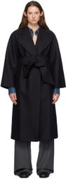 Harris Wharf London Black Belted Clutch Coat