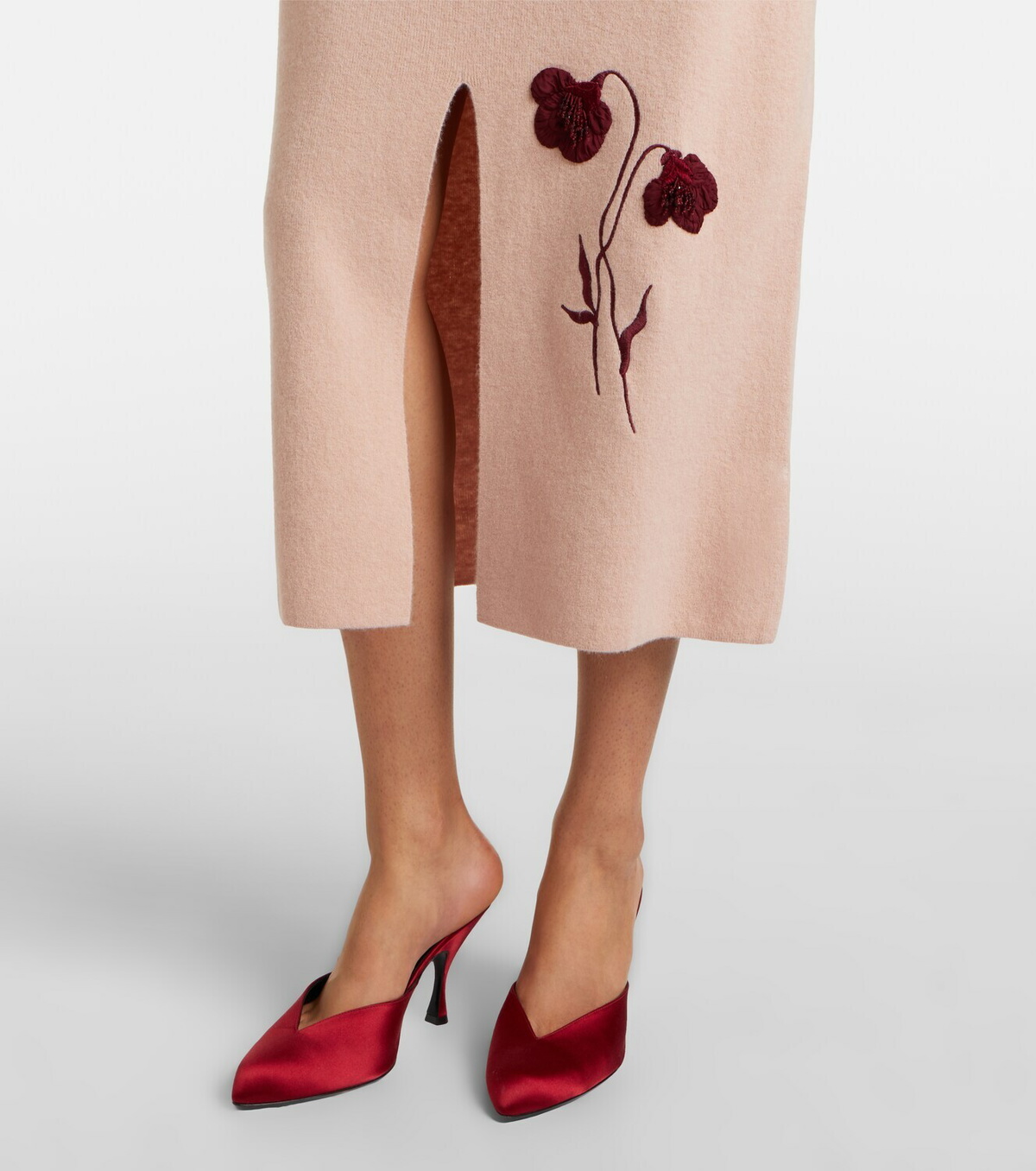 Erdem Floral-appliqué knitted midi skirt