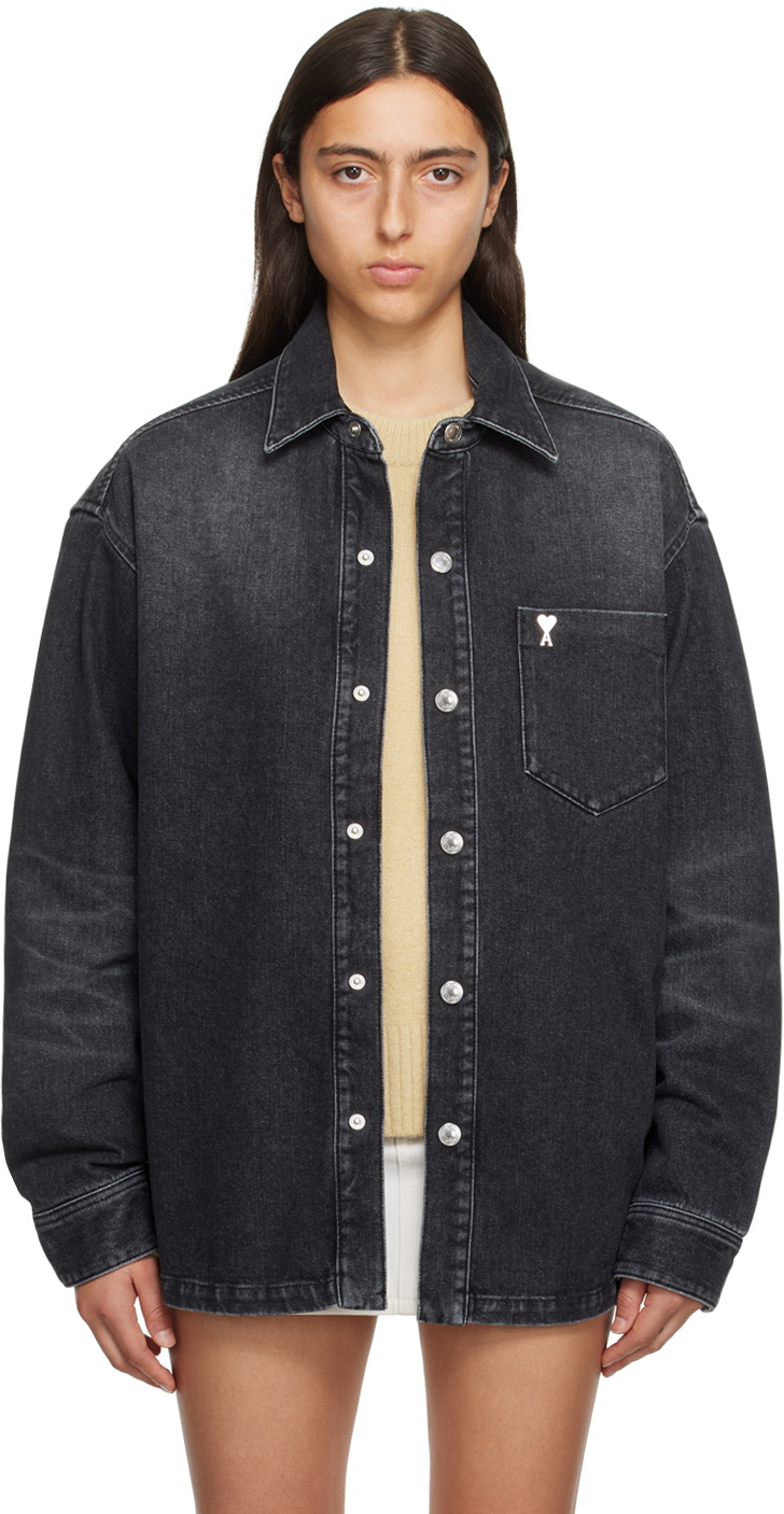 AMI Paris Black Ami de Cœur Denim Shirt AMI