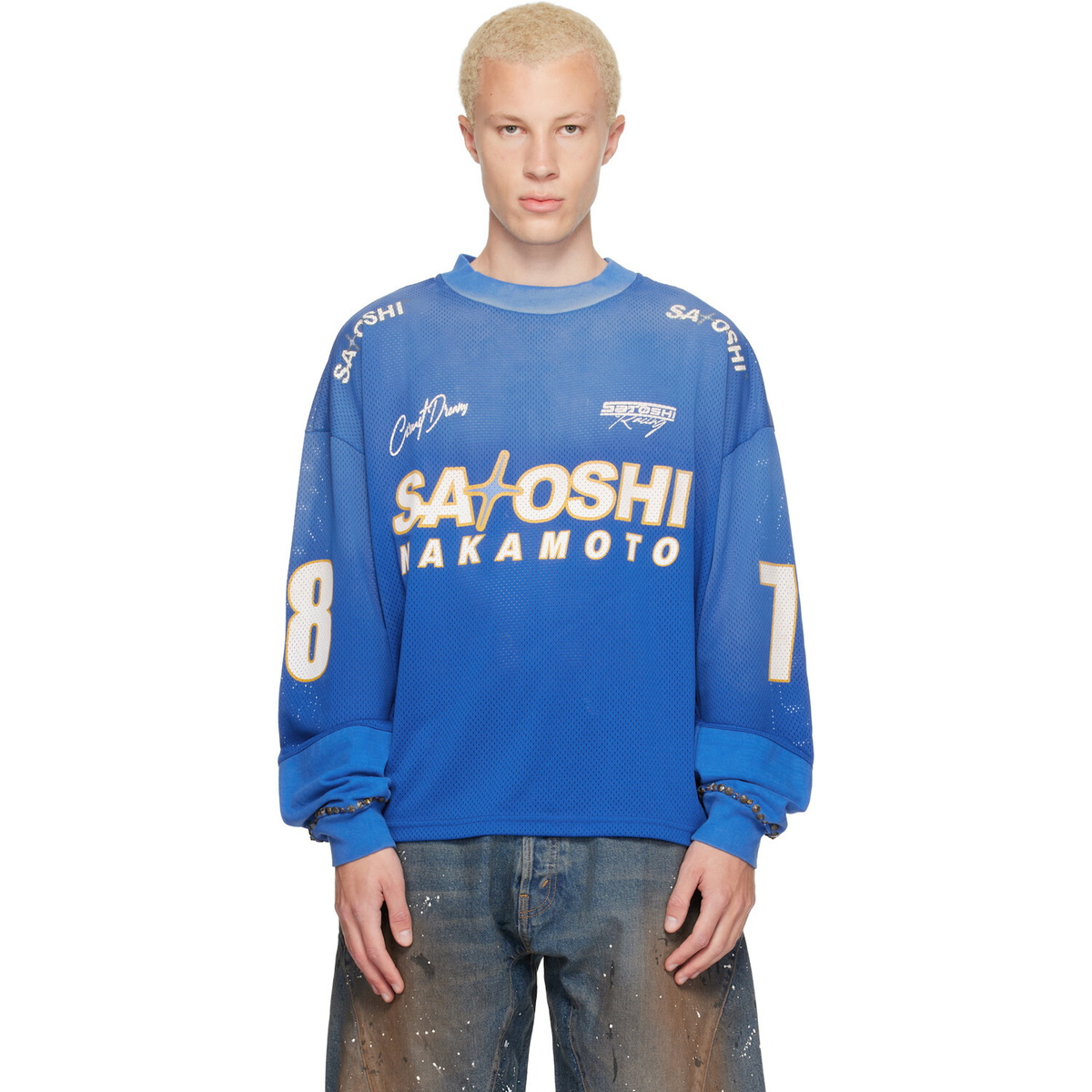 Satoshi Nakamoto Blue Mesh Moto Jersey