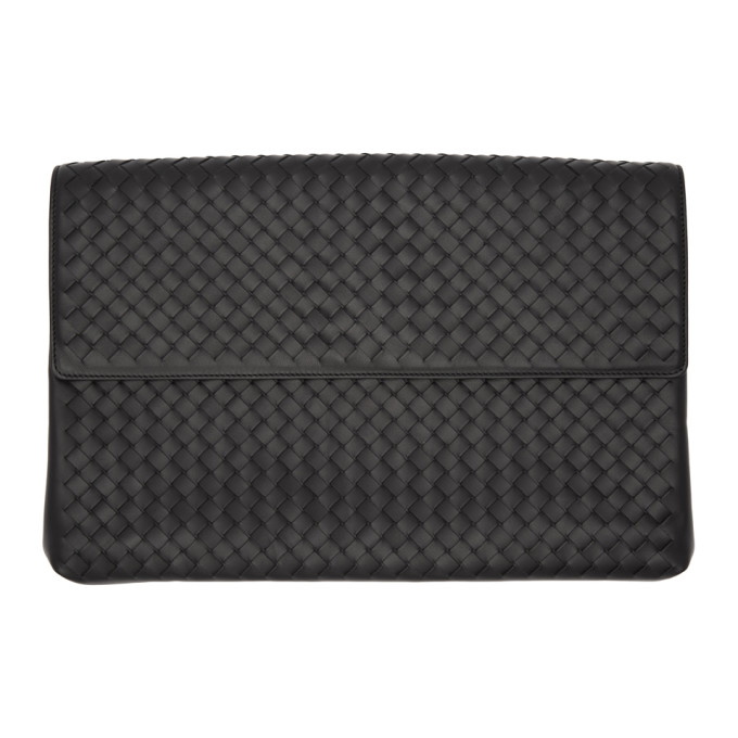 Photo: Bottega Veneta Black Intrecciato Flap Document Holder