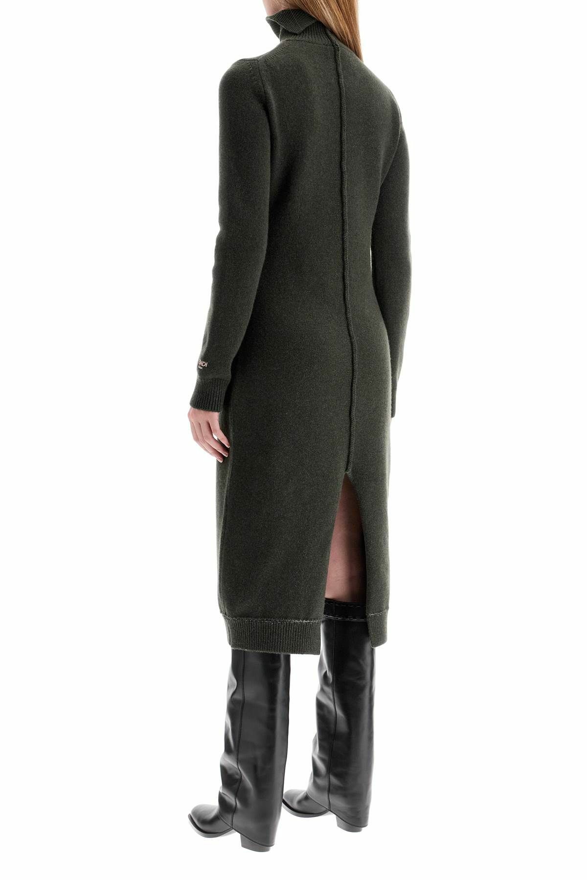 FENDI cashmere high-neck midi dress Green Fendi