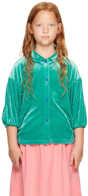 Photo: The Campamento Kids Green Velour Cardigan