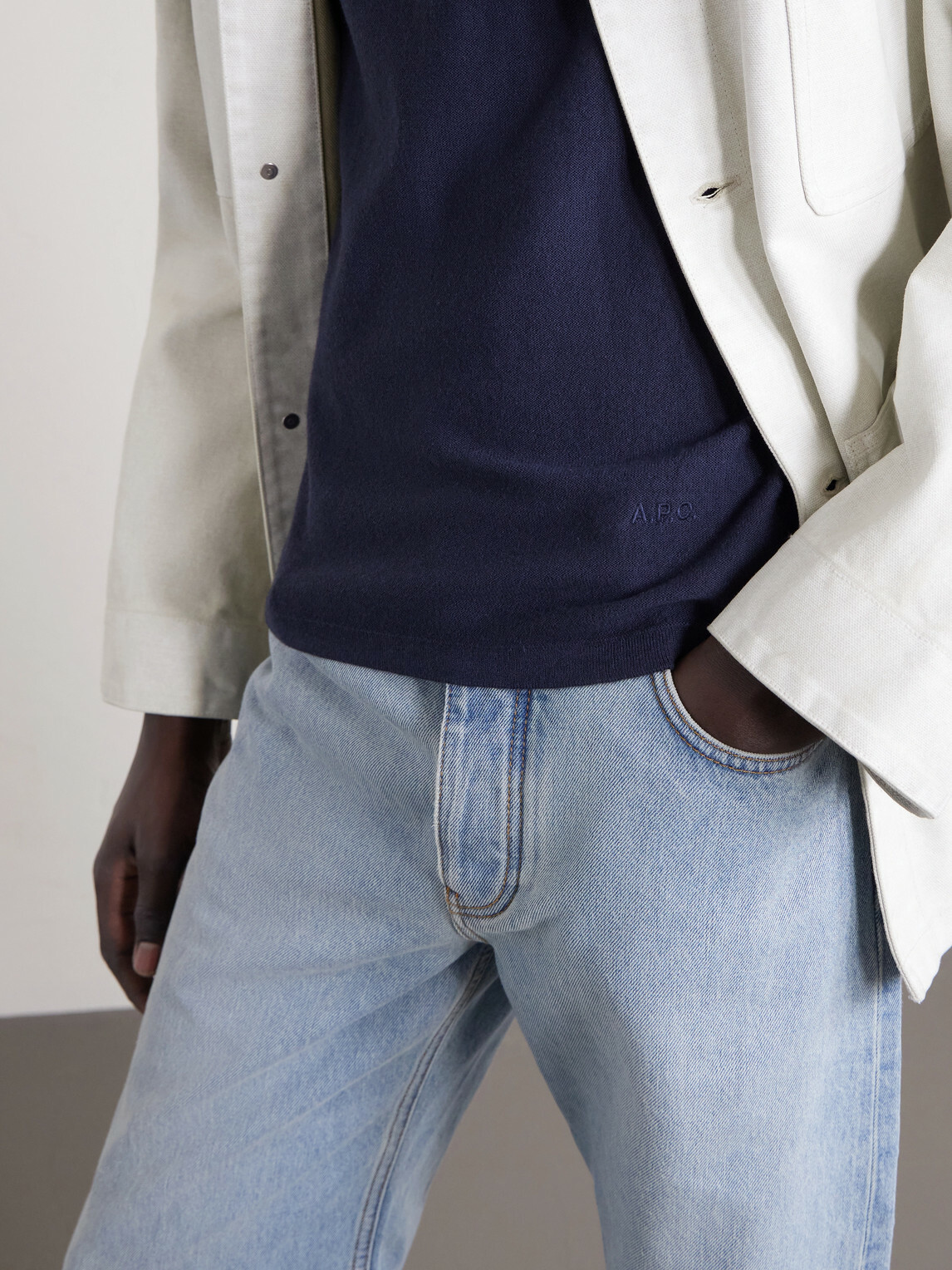 A.P.C. - Eliot Cotton and Cashmere-Blend Polo Shirt - Blue