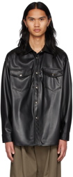 System Black Faux-Leather Shirt