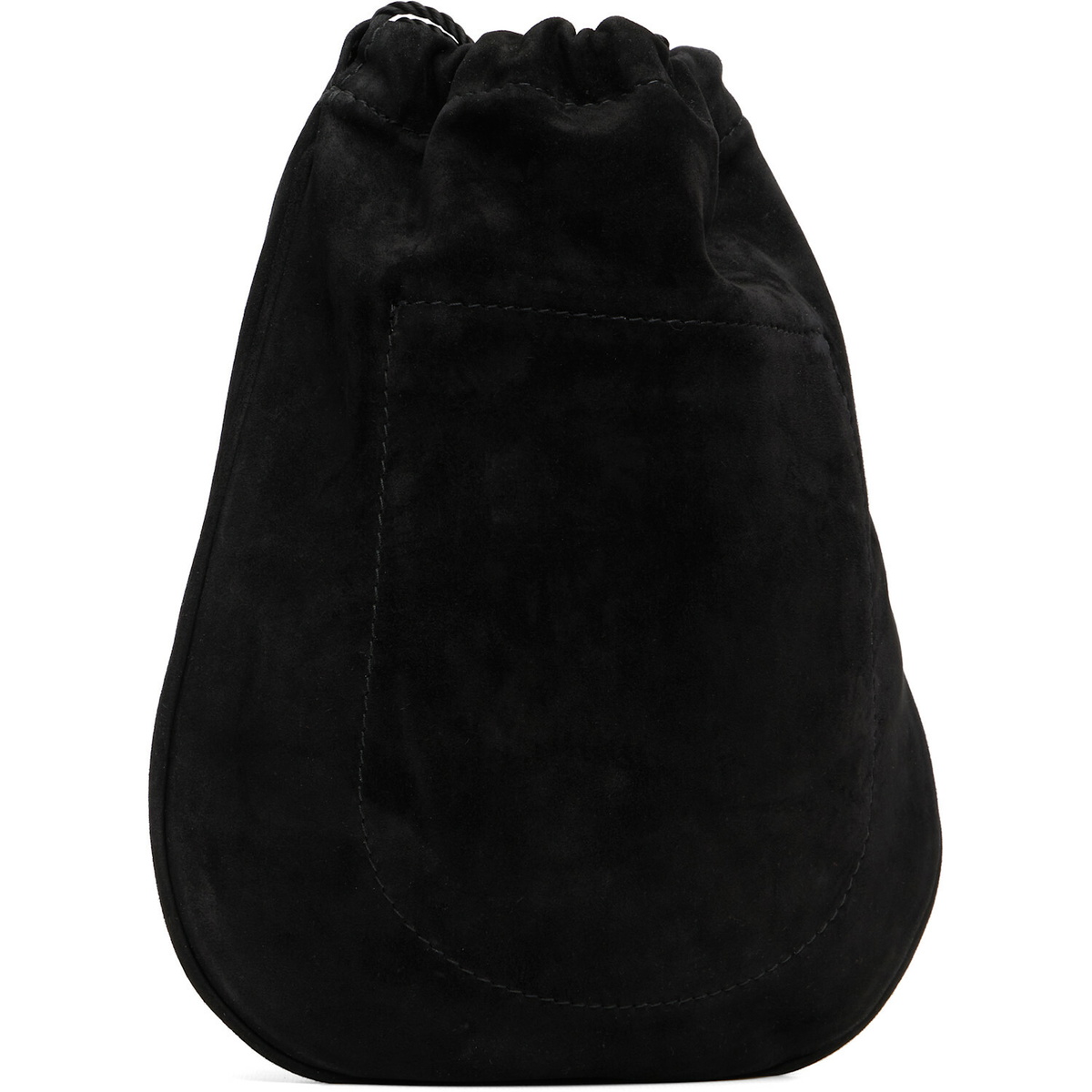 Balenciaga Black Drawstring Waxed Suede Pouch