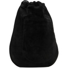 Balenciaga Black Drawstring Waxed Suede Pouch