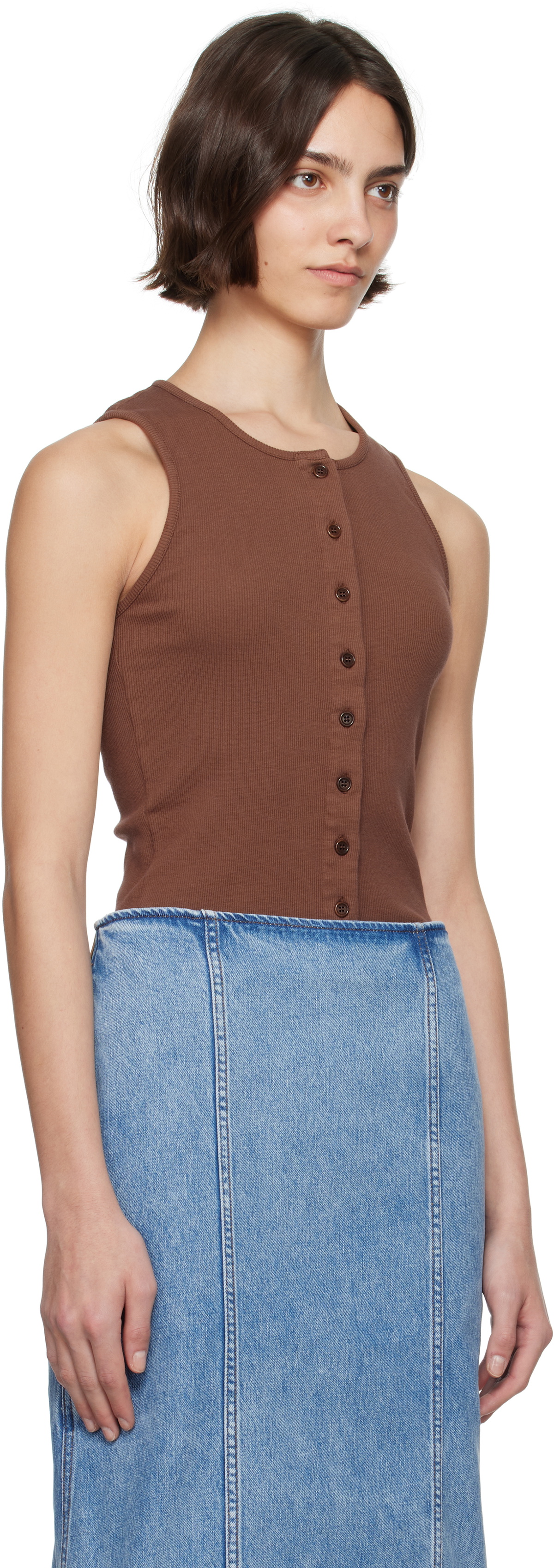 JW Anderson Brown Buttoned Tank Top