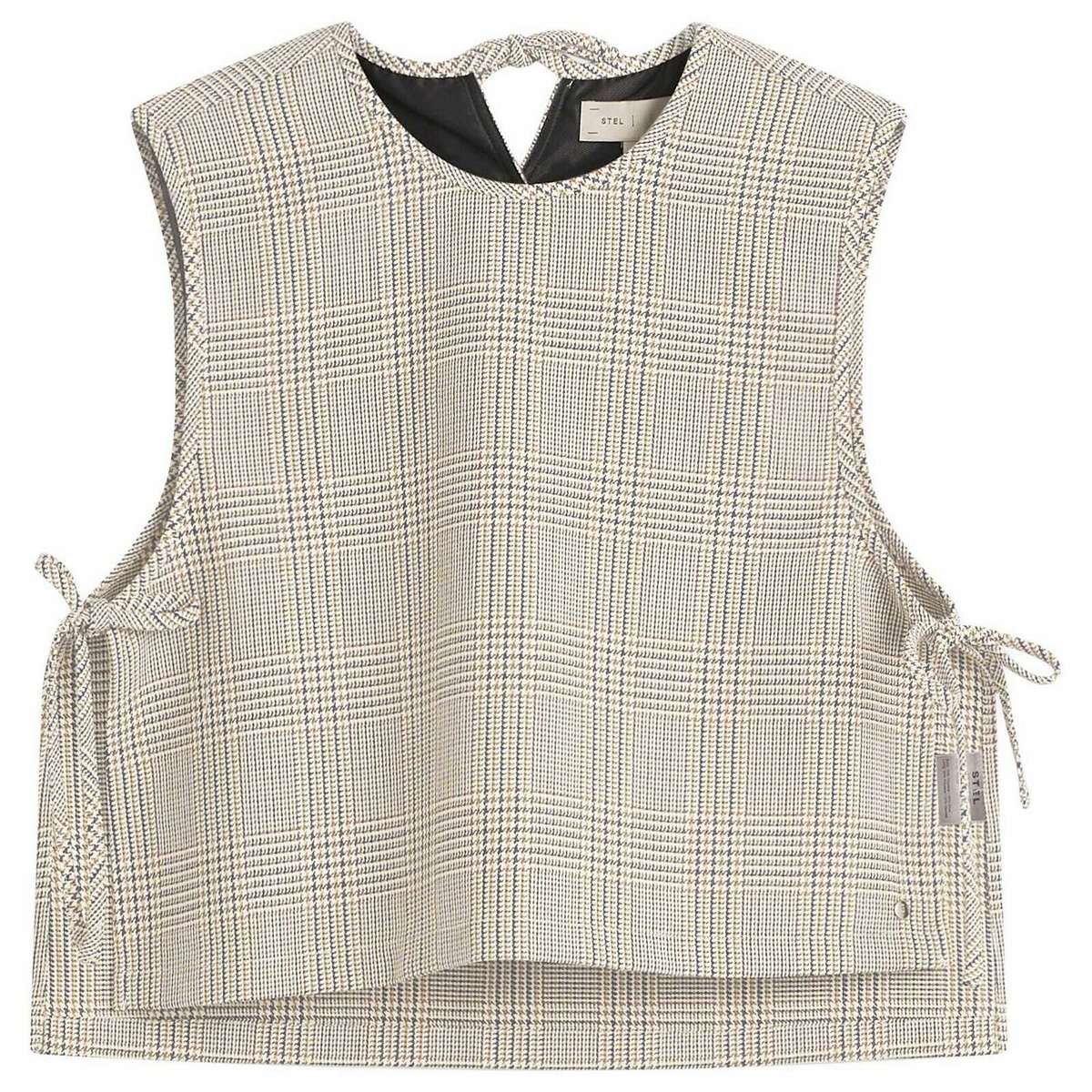 STEL Women's Tie Side Check Tank Top in Camel Check