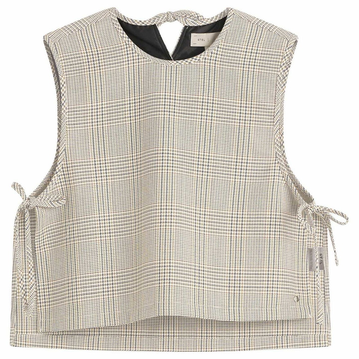 Photo: STEL Women's Tie Side Check Tank Top in Camel Check