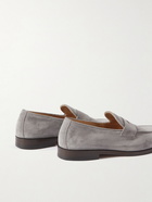 Brunello Cucinelli - Flex Suede Penny Loafers - Gray