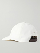 Brunello Cucinelli - Leather-Trimmed Logo-Embroidered Nylon-Blend Baseball Cap - Neutrals