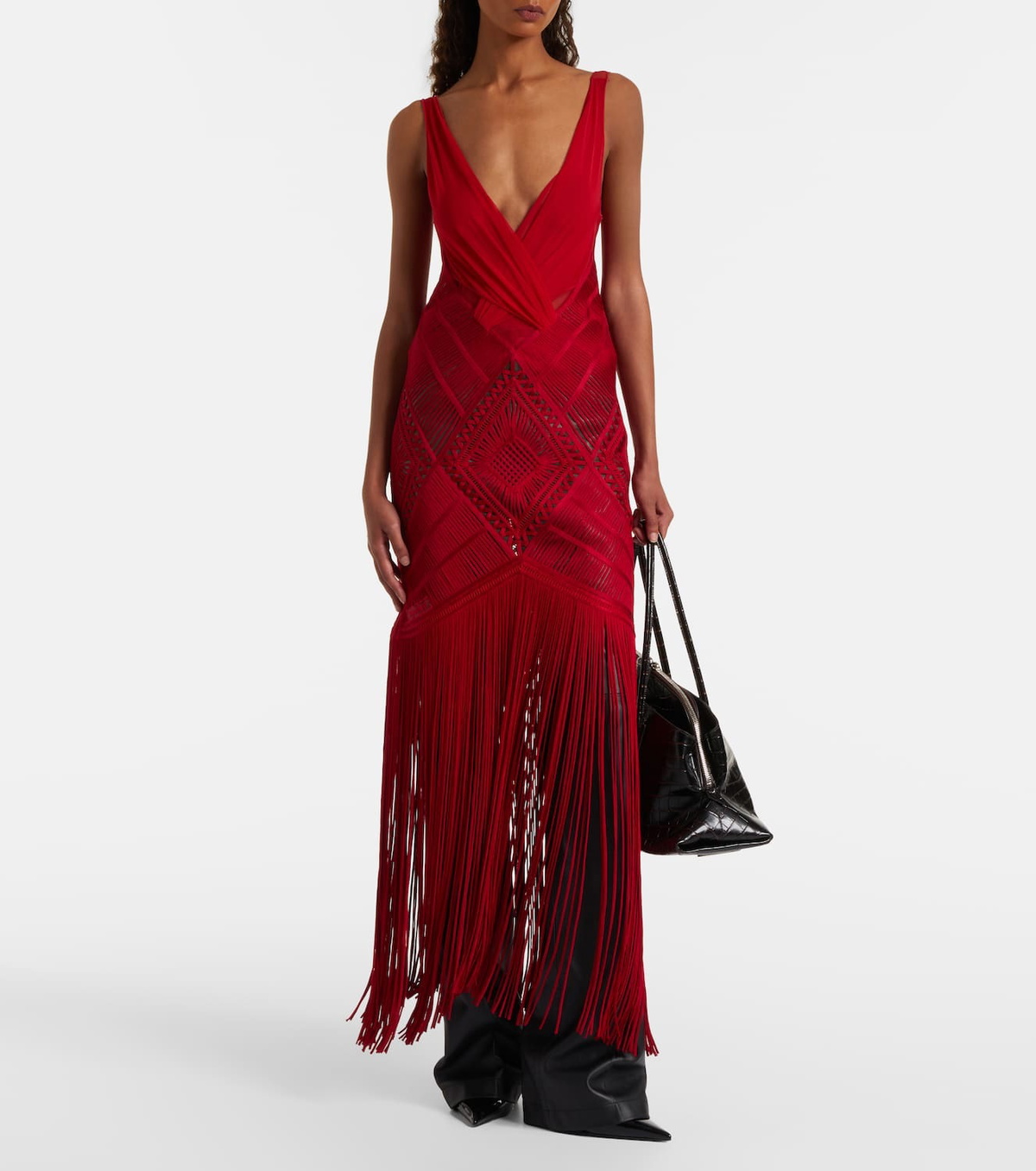 The Attico Soutache embroidered tulle cocktail dress