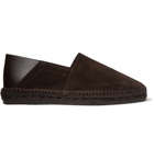 TOM FORD - Barnes Collapsible-Heel Leather and Suede Espadrilles - Brown