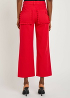 Never Fully Dressed Scallop Cropped Wide-leg Jeans Red