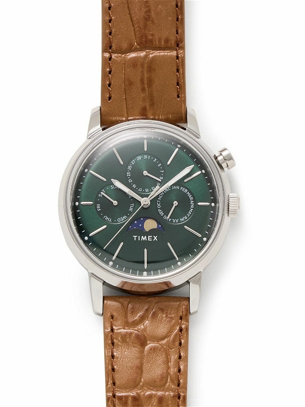 Photo: Timex - Marlin® Moon Phase 40mm Stainless Steel and Croc-Effect Leather Watch
