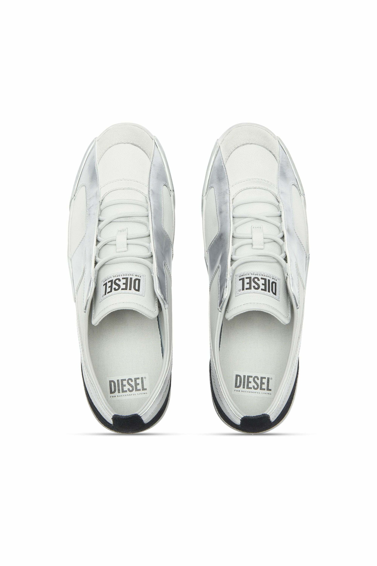 Diesel S-Slante-D - Distressed sneakers in leather and suede - Sneakers Mens in White