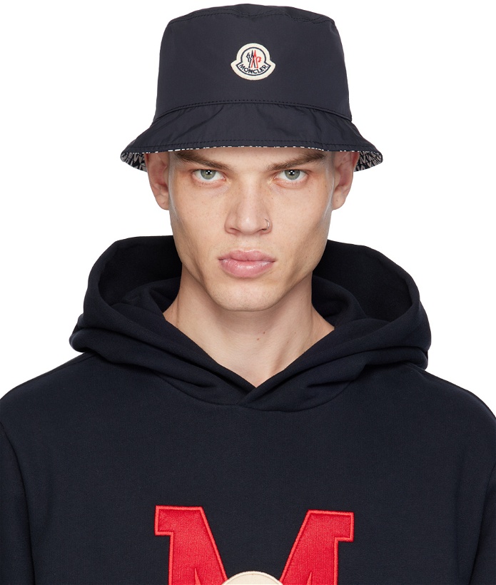Photo: Moncler Navy Patch Reversible Bucket Hat
