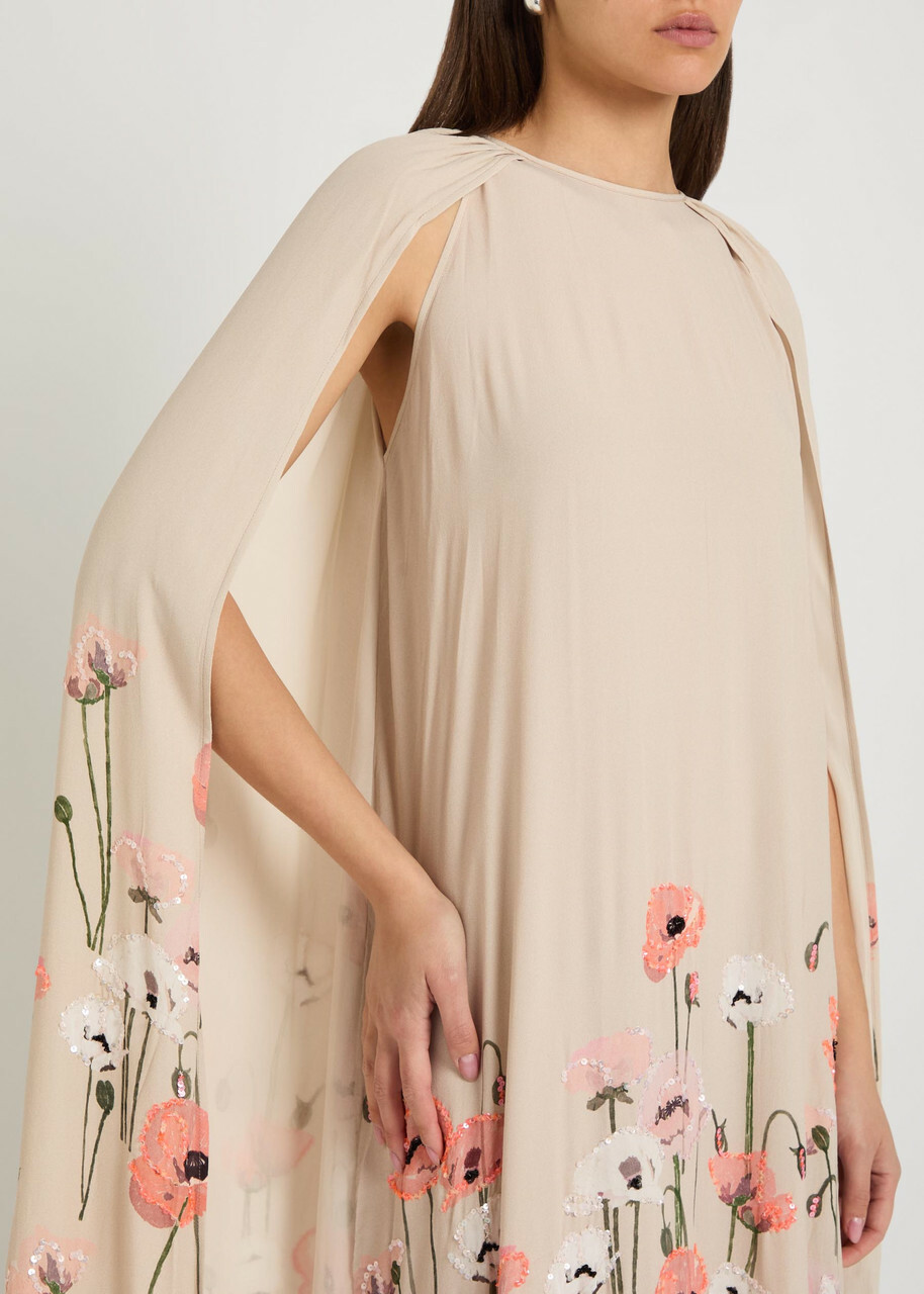Bernadette Minnie Cape-effect Crepe Maxi Dress Beige