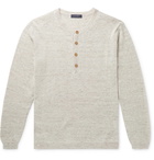 Thom Sweeney - Mélange Linen and Silk-Blend Henley Sweater - Brown