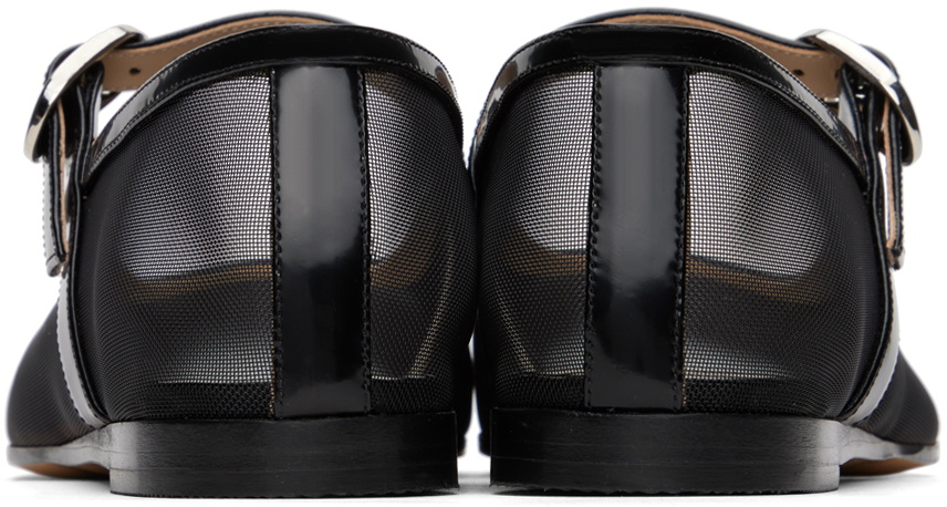 Le Monde Beryl Black Mesh Mary Jane Ballerina Flats