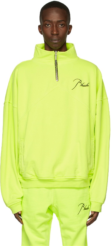 Photo: Rhude Green Quarter Zip Sweater
