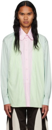 Strongthe Blue & Green Paneled Shirt