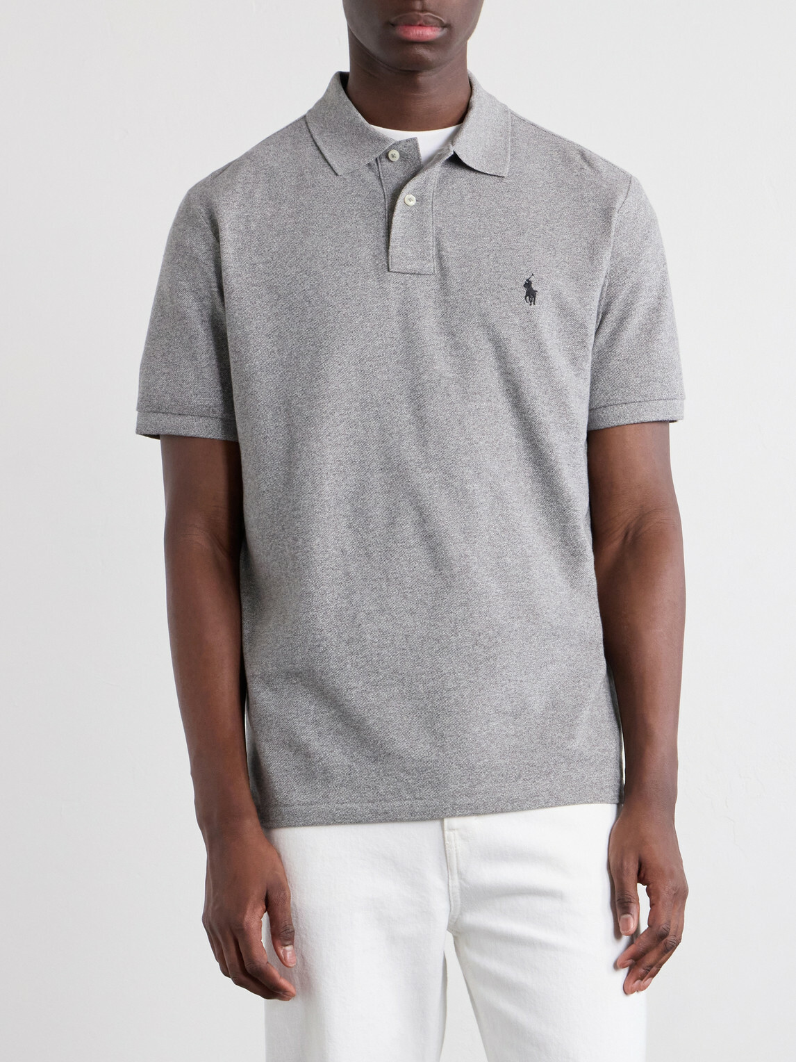 Polo Ralph Lauren - Logo-Embroidered Cotton-Piqué Polo Shirt - Gray