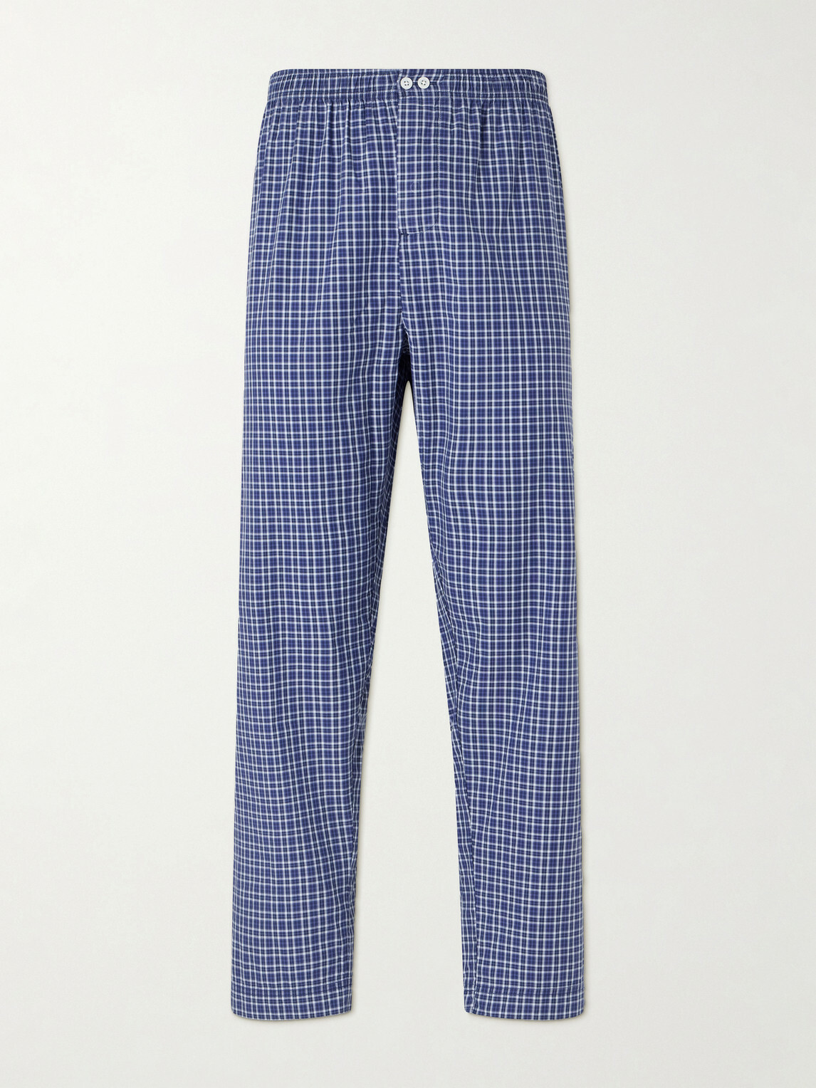 TEKLA - Straight-Leg Checked Organic Cotton-Poplin Pyjama Trousers - Blue